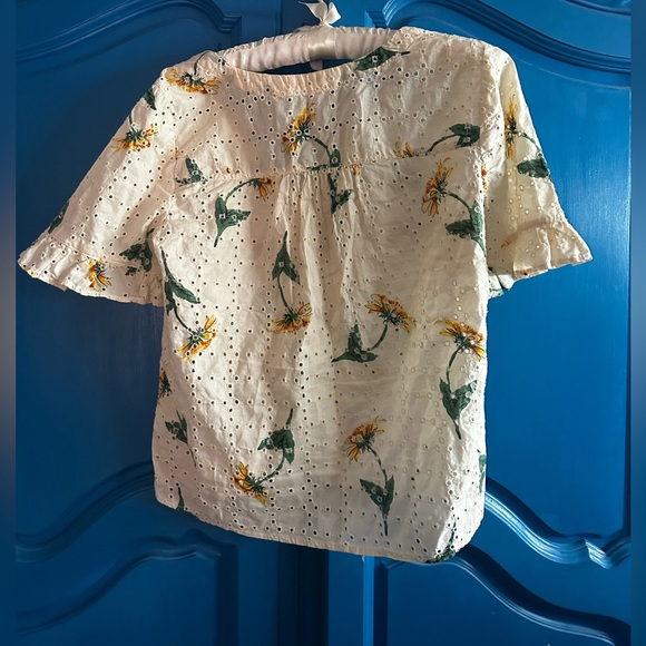 Madewell Cream Floral Eyelet Blouse - Picture 3 of 6